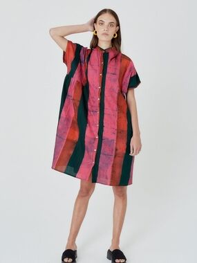 Osei Duro Bata Dress in Carmine - Small